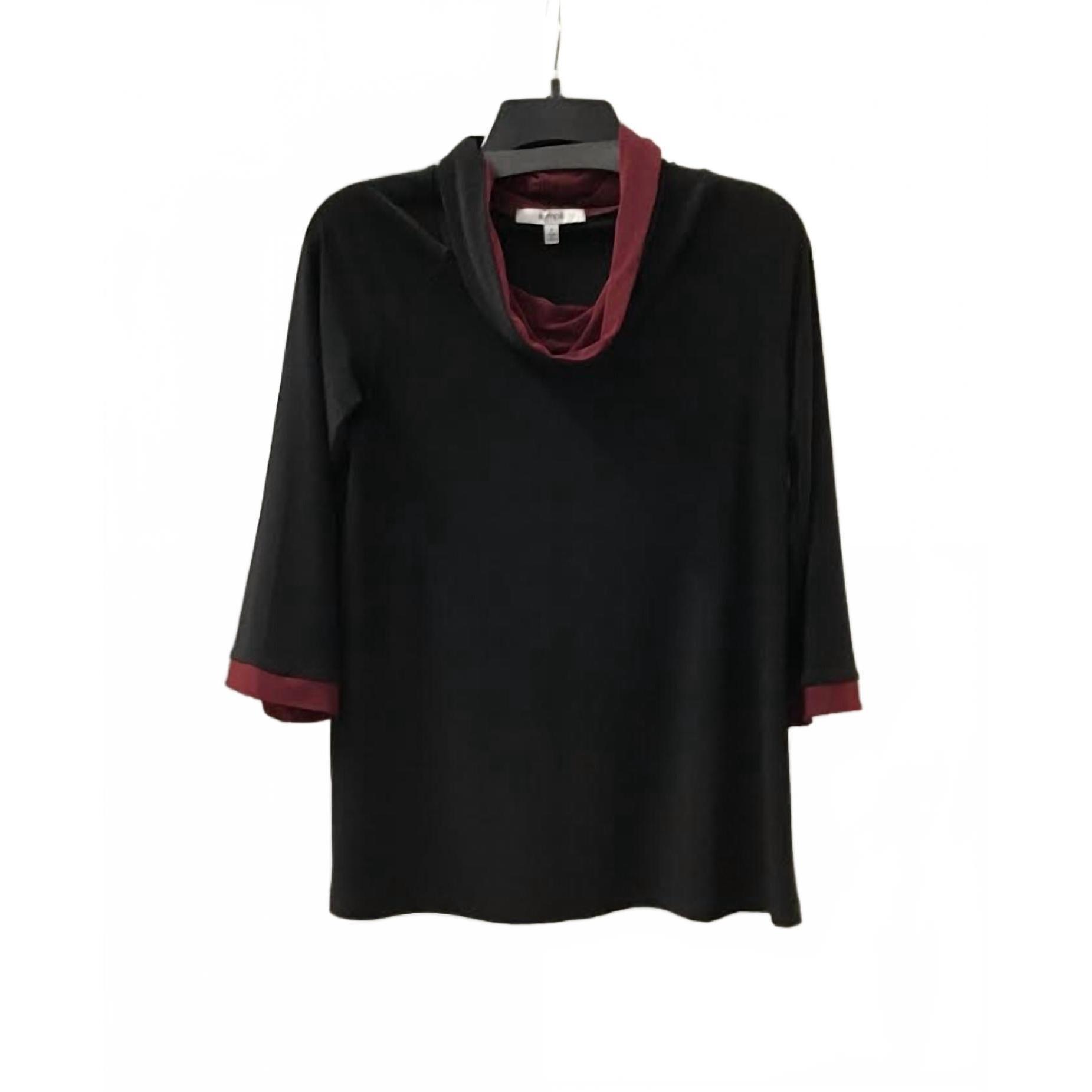 New Sympli Women's Raglan Sleeve Cowl Neck Top In Black/Bloods